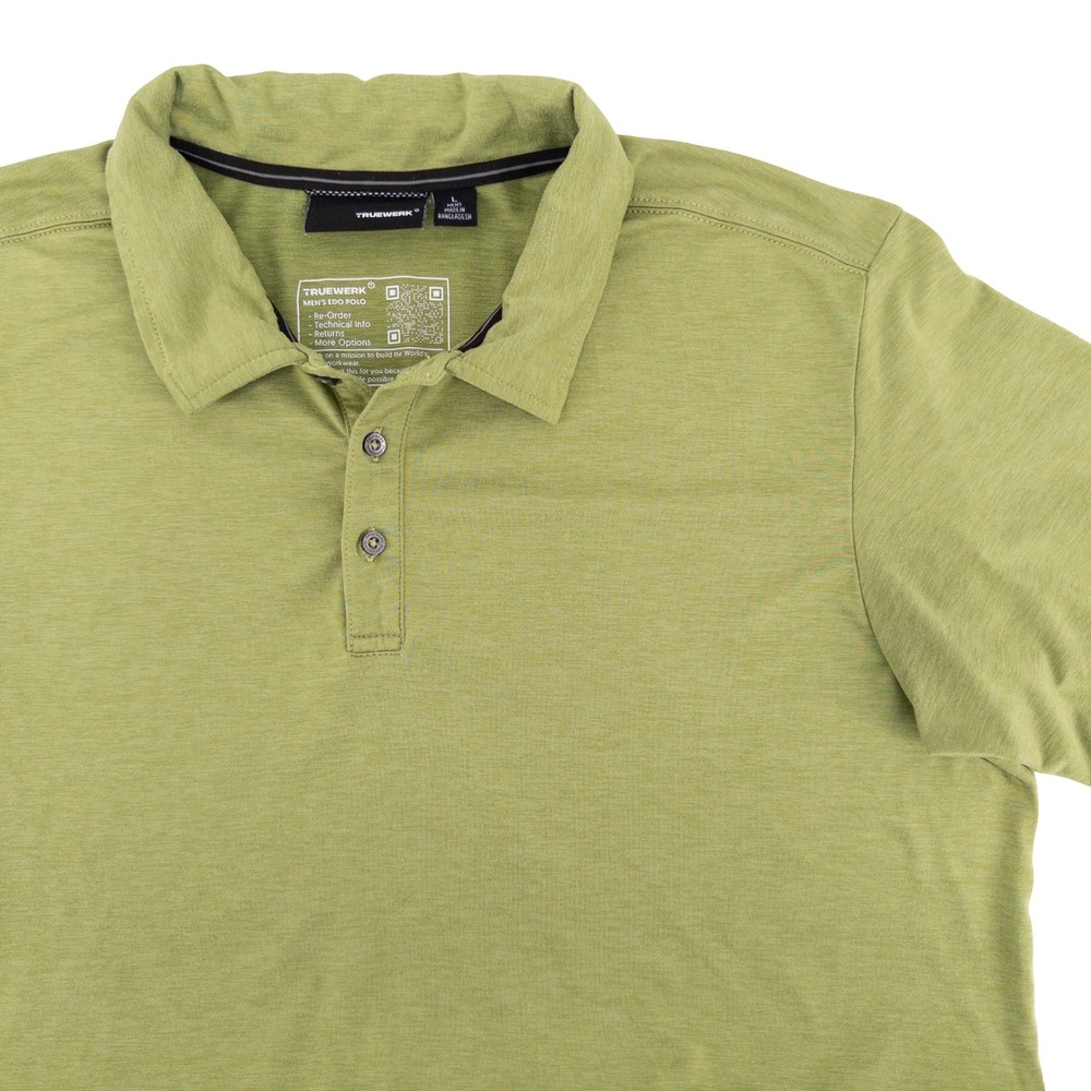Truewerk Mens Large Polo Shirt Green EDO Short Sleeve Workwear Performance